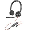 Hewlett Packard Poly Blackwire 3325 Stereo USB-C Headset +3.5mm Plug +USB-C/A Adapter