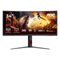 AOC 34in 240Hz WQHD Fast VA Gaming Monitor 3440 x 1440 21:9 0.3ms 80m:1 Smart Contrast 400 Nits DP/HDMI HDR400 Tilt/Swivel/Height VESA 100x100mm