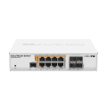 MikroTik Cloud Router Switch 8x gigabit w PoE-out, 4x 1G SFP, dual DC power input, 1x PSU