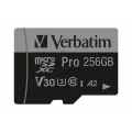 Verbatim MICRO SDXC CARD PRO U3 C10 A2 256GB INCL