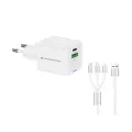 Conceptronic 2-Port 33W GaN USB PD Charger with 3-in-1 Charging Cable - USB-C x 1 - USB-A x 1 - QC 3.0 - PPS