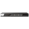 Draytek VigorSwitch P2282x 24 poorts Gigabit PoE + 4 SFP+ (10 Gigabit) poorten, Layer 2+ managed switch, PoE poorten ondersteunen 802.3at PoE+, 400W totaal PoE power (tot 30W per poort), 19
