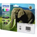 Epson 24 Series Elephant multipack containing 6 ink cartridges: black (T2421) cyan (T2422) magenta (T2423) yellow (T2424) light cyan (T2425) light magenta (T2426) in RS blister pack.